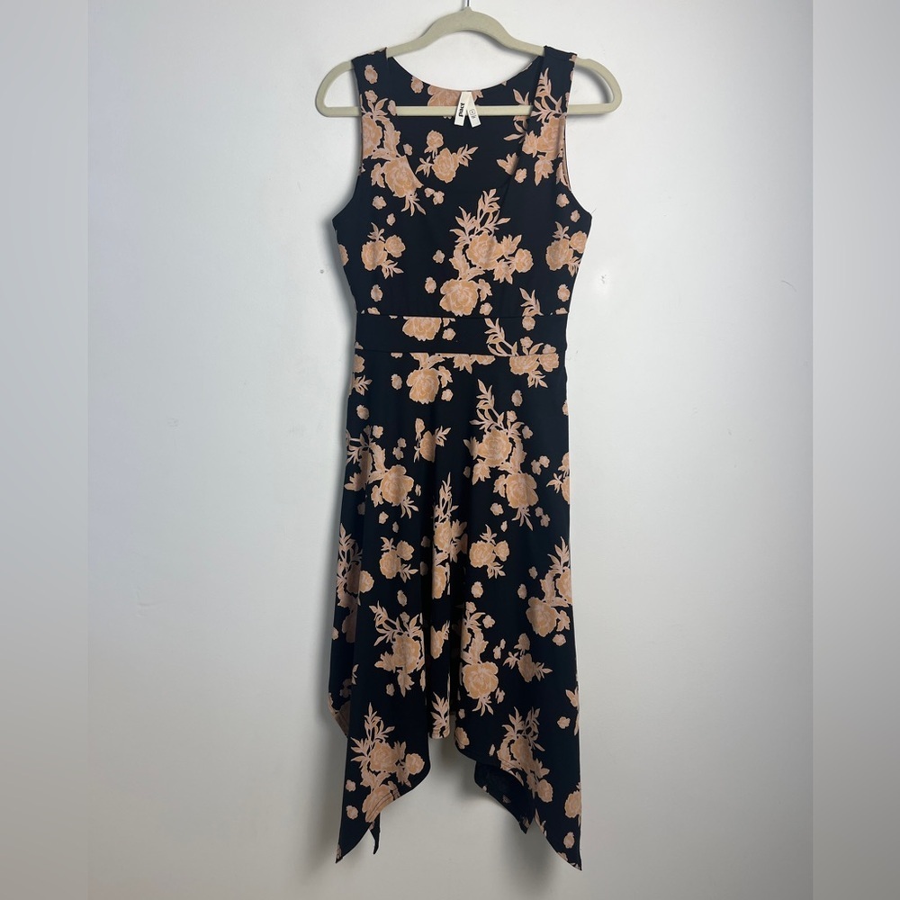 PACT Small Twilight Pink‎ Floral Organic Cotton Blend Asymmetrical Midi Dress